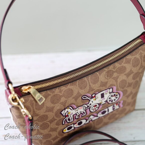 Coach CX588 Zip Top Shoulder Bag In Signature Canvas w/ Horse & Carriage SEALED - Picture 10 of 12